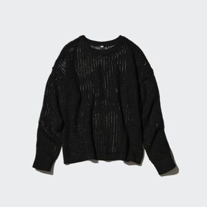 UNIQLO Black Women's Mesh Crew Neck Sweater